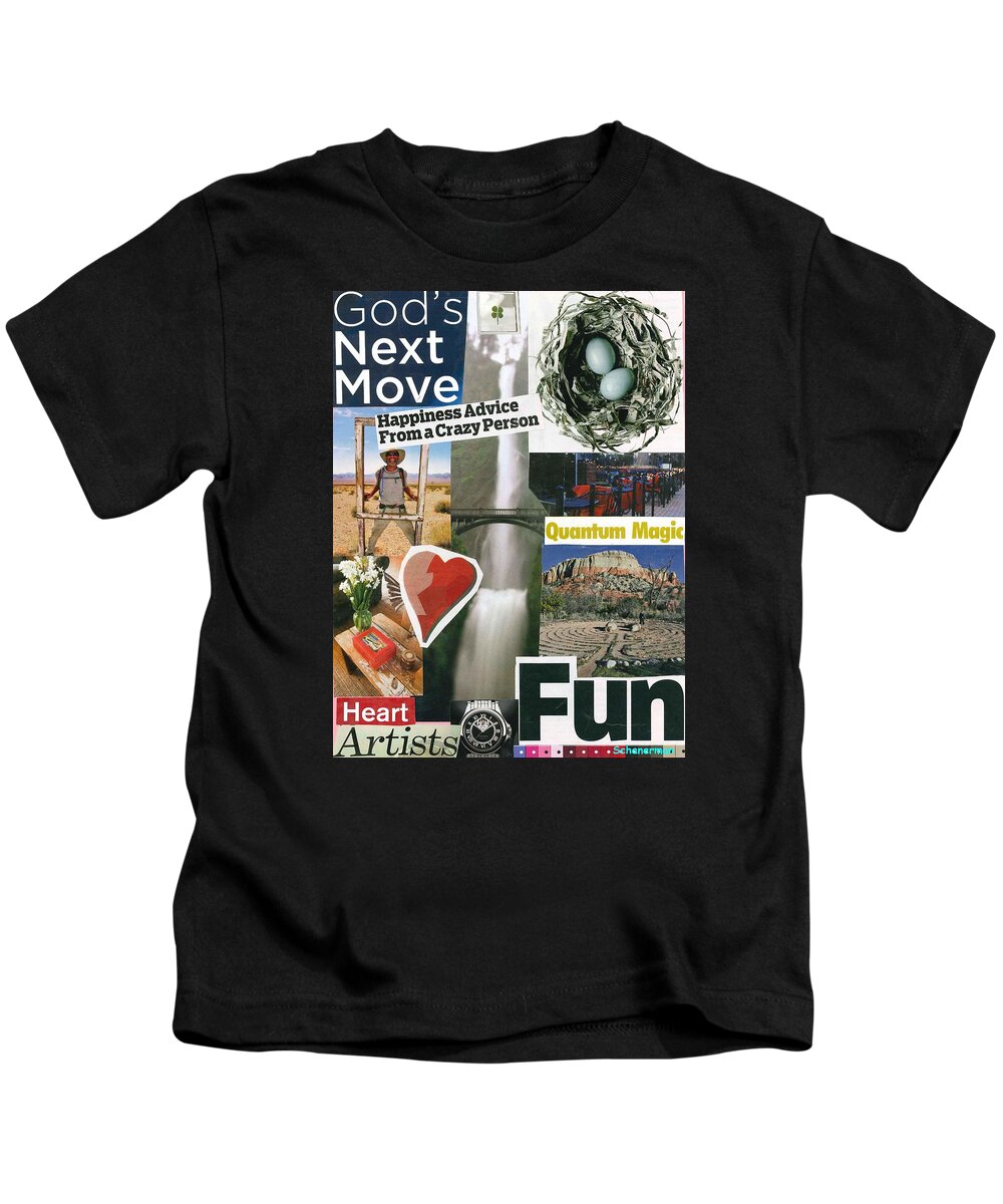 Collage Art Kids T-Shirt featuring the mixed media Random Selection by Susan Schanerman