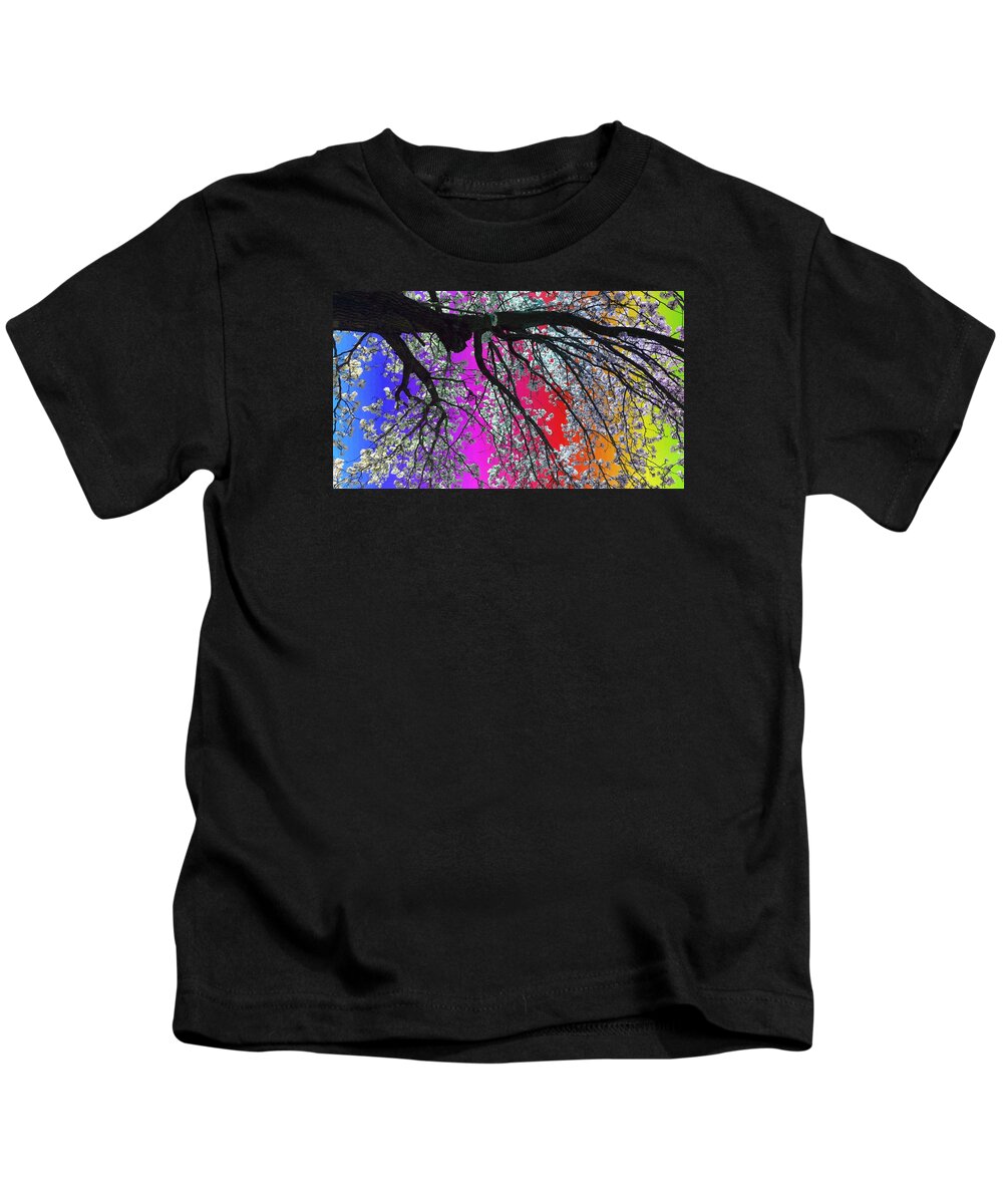 Spiritual Kids T-Shirt featuring the painting Reaching the rainbow by Christine Paris