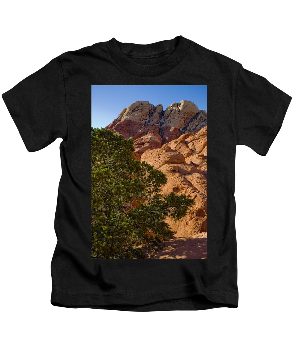 Red Rock Textures Kids T-Shirt featuring the photograph Red Rock Textures by Chris Brannen
