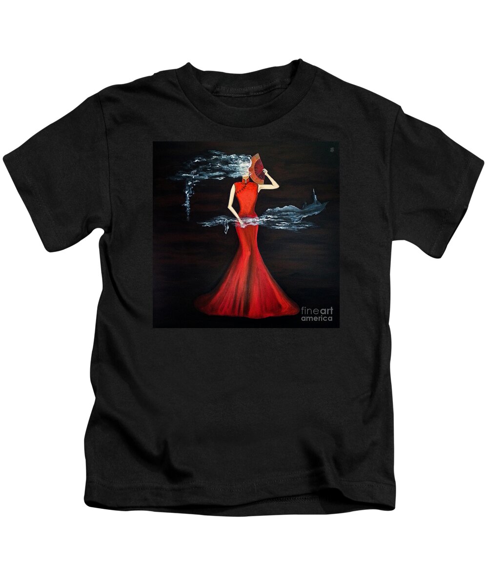 Contemporary Kids T-Shirt featuring the painting Scented Red Color by Fei A