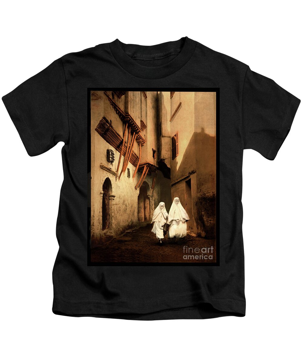 Pattern Kids T-Shirt featuring the photograph Red Sea Street in Algiers by Carlos Diaz