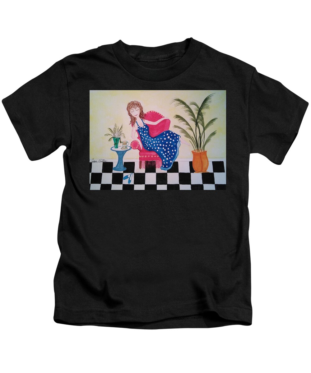 Whimsical Kids T-Shirt featuring the painting Relax by Susan Nielsen