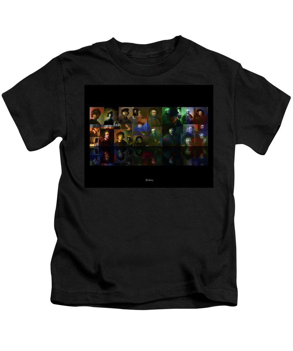 Postmodernism Kids T-Shirt featuring the digital art Rembrandt and Colors by van Gogh by David Bridburg