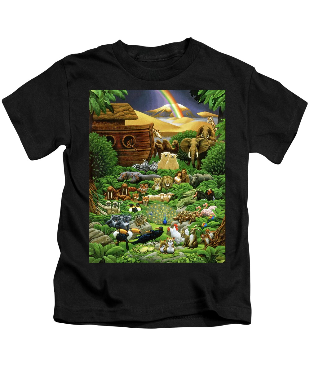 Noah's Ark Kids T-Shirt featuring the painting Return of the Ark by Chris Miles