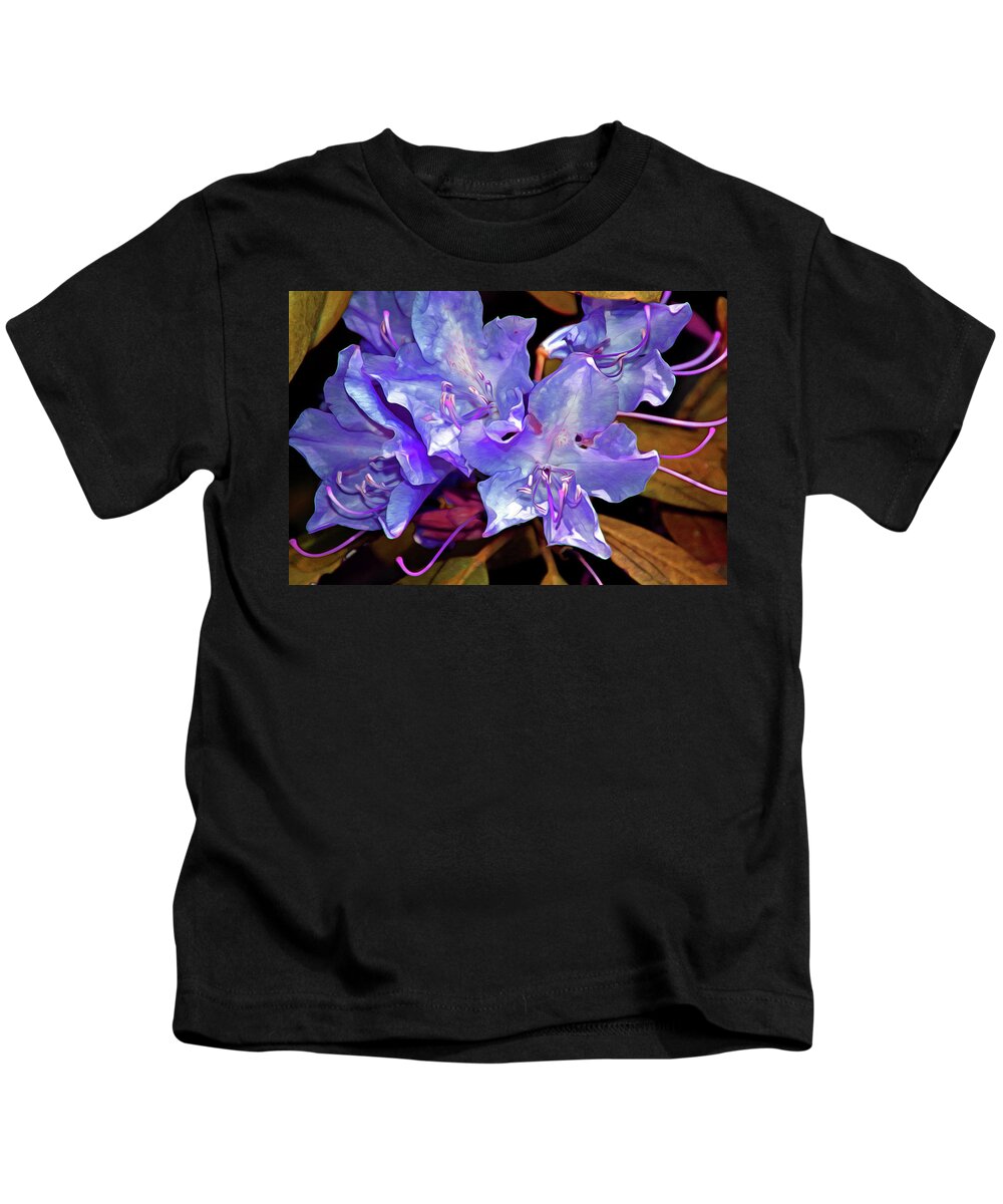 Flowing Kids T-Shirt featuring the mixed media Rhododendron Glory 6 by Lynda Lehmann