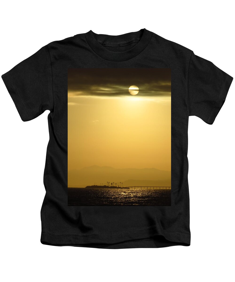 California Kids T-Shirt featuring the photograph Rincon Island Sunset by Ross Kestin