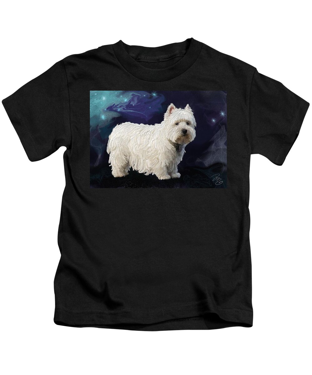 Dog Kids T-Shirt featuring the digital art Rio in Texture by Debra Baldwin