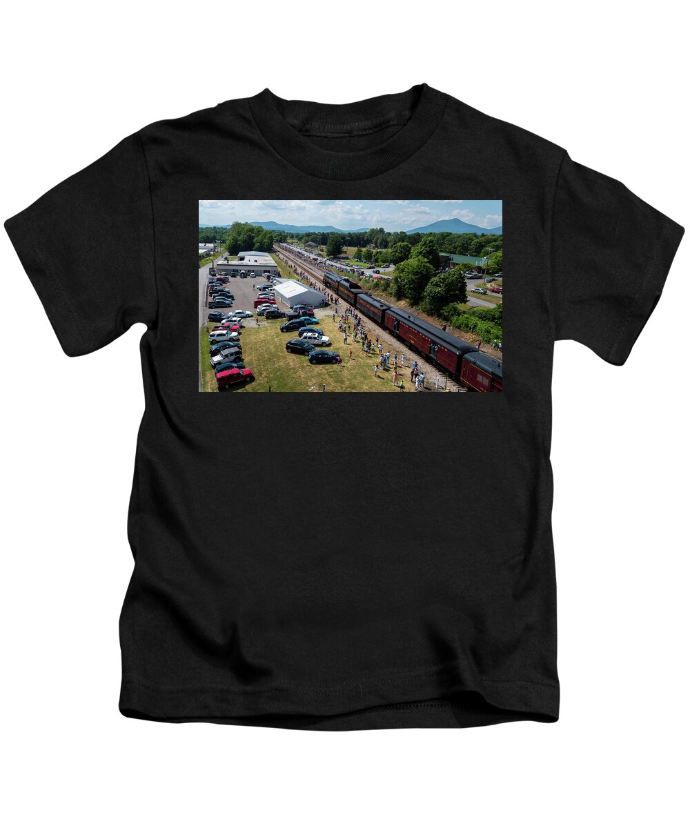 Train Kids T-Shirt featuring the photograph Roanoke Bound by Star City SkyCams