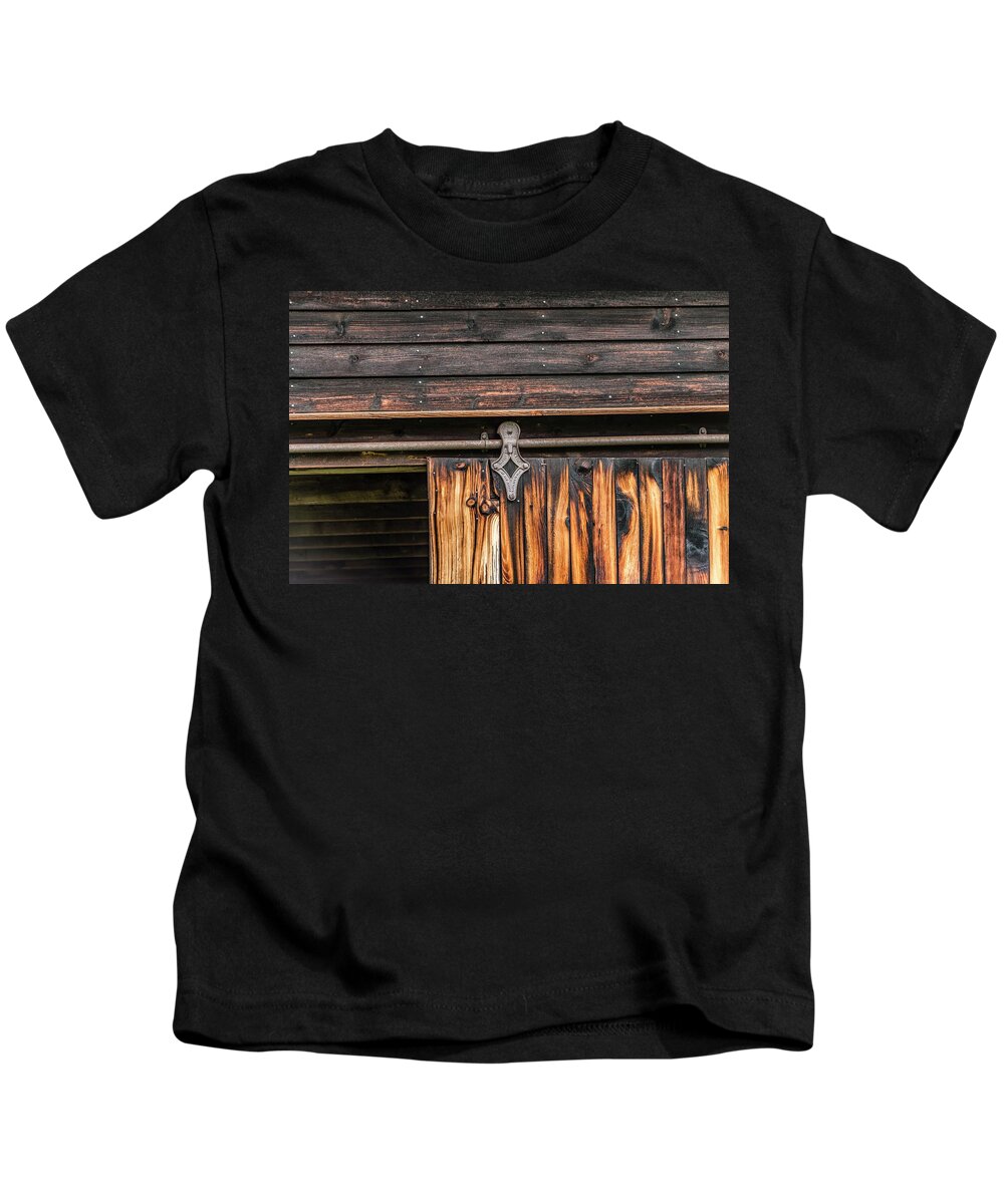 Barn Kids T-Shirt featuring the photograph Rollers and Rails by Pamela Taylor
