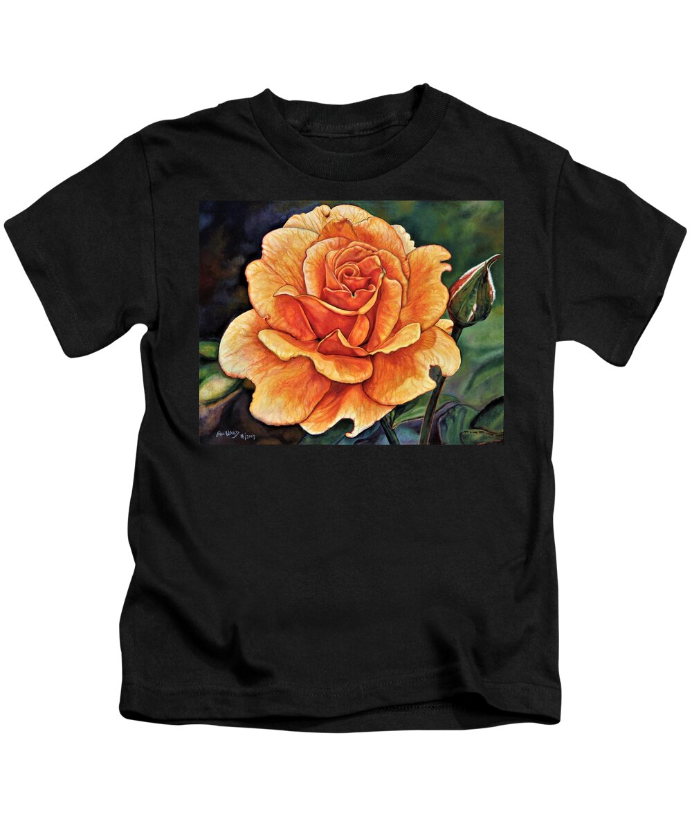 Floral Kids T-Shirt featuring the painting Rose 4_2017 by Steven Ward