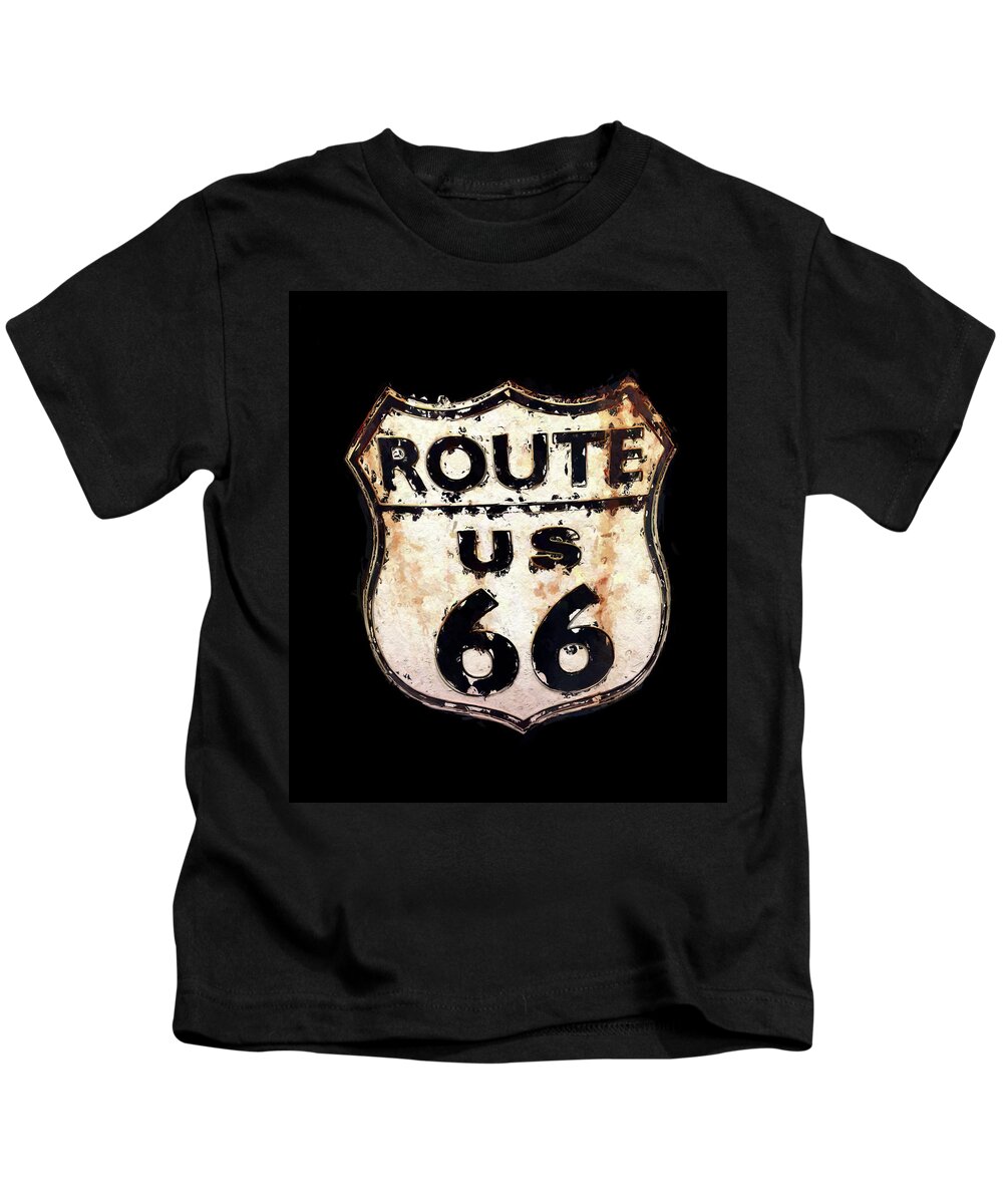 Portrait Kids T-Shirt featuring the photograph Route 66 Sign by Morgan Carter
