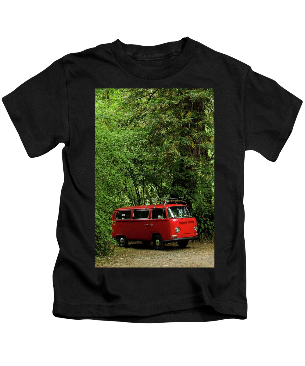 Bus Kids T-Shirt featuring the photograph Ruby in the Woods by Richard Kimbrough