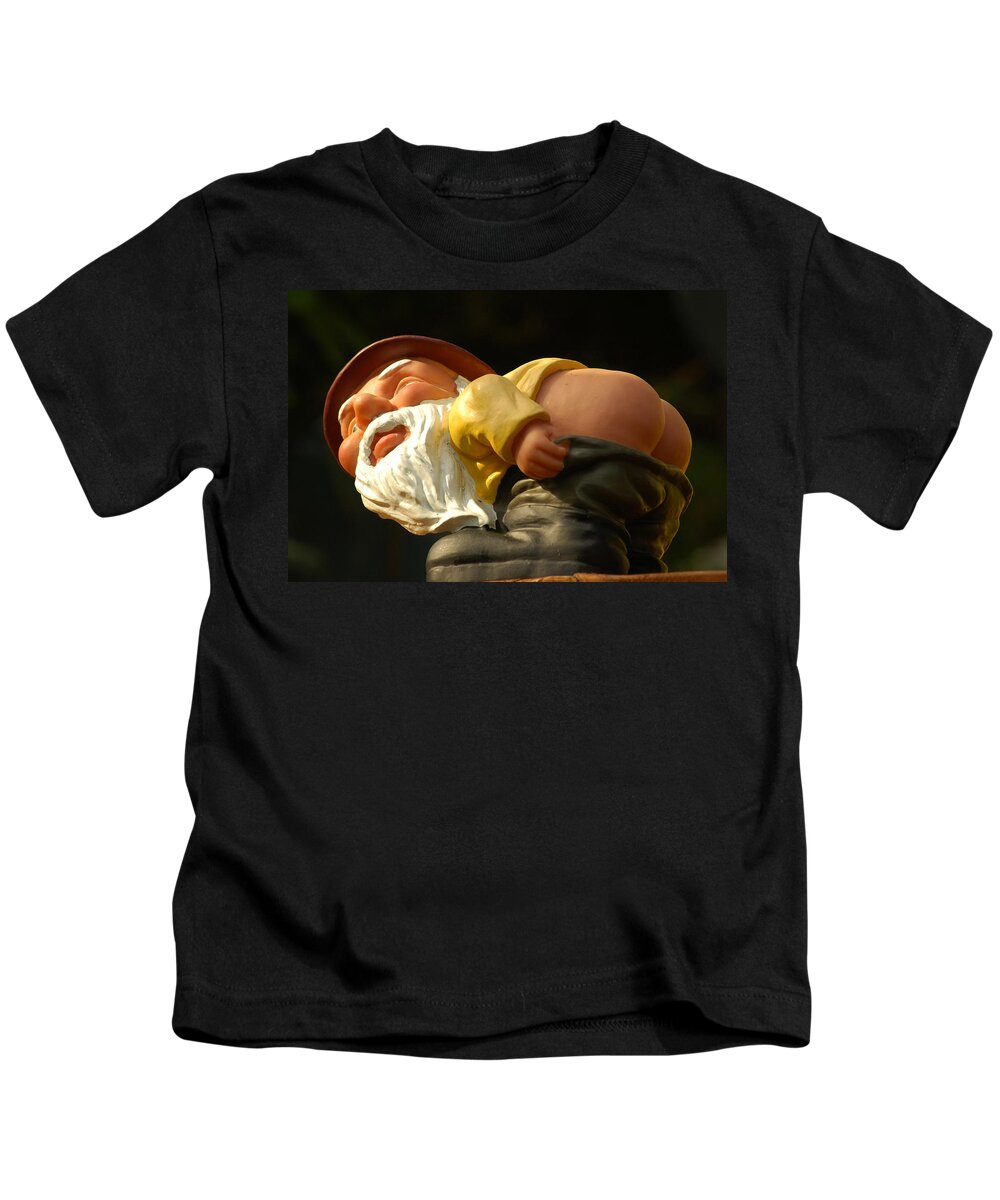 Gnome Kids T-Shirt featuring the photograph Rude Gnome by Harry Spitz