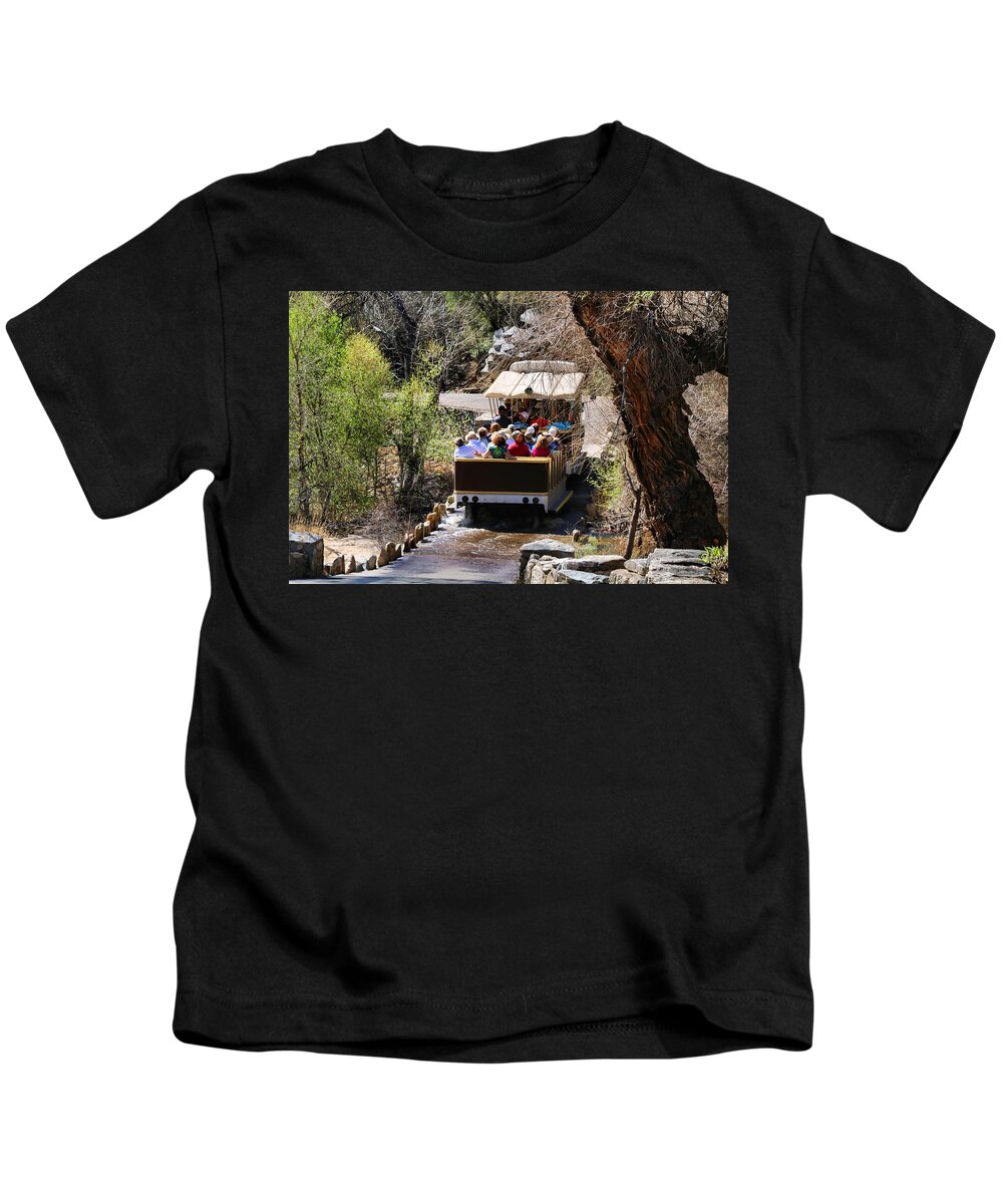 Sabino Canyon Kids T-Shirt featuring the photograph Sabino Shuttle by Kathryn Meyer