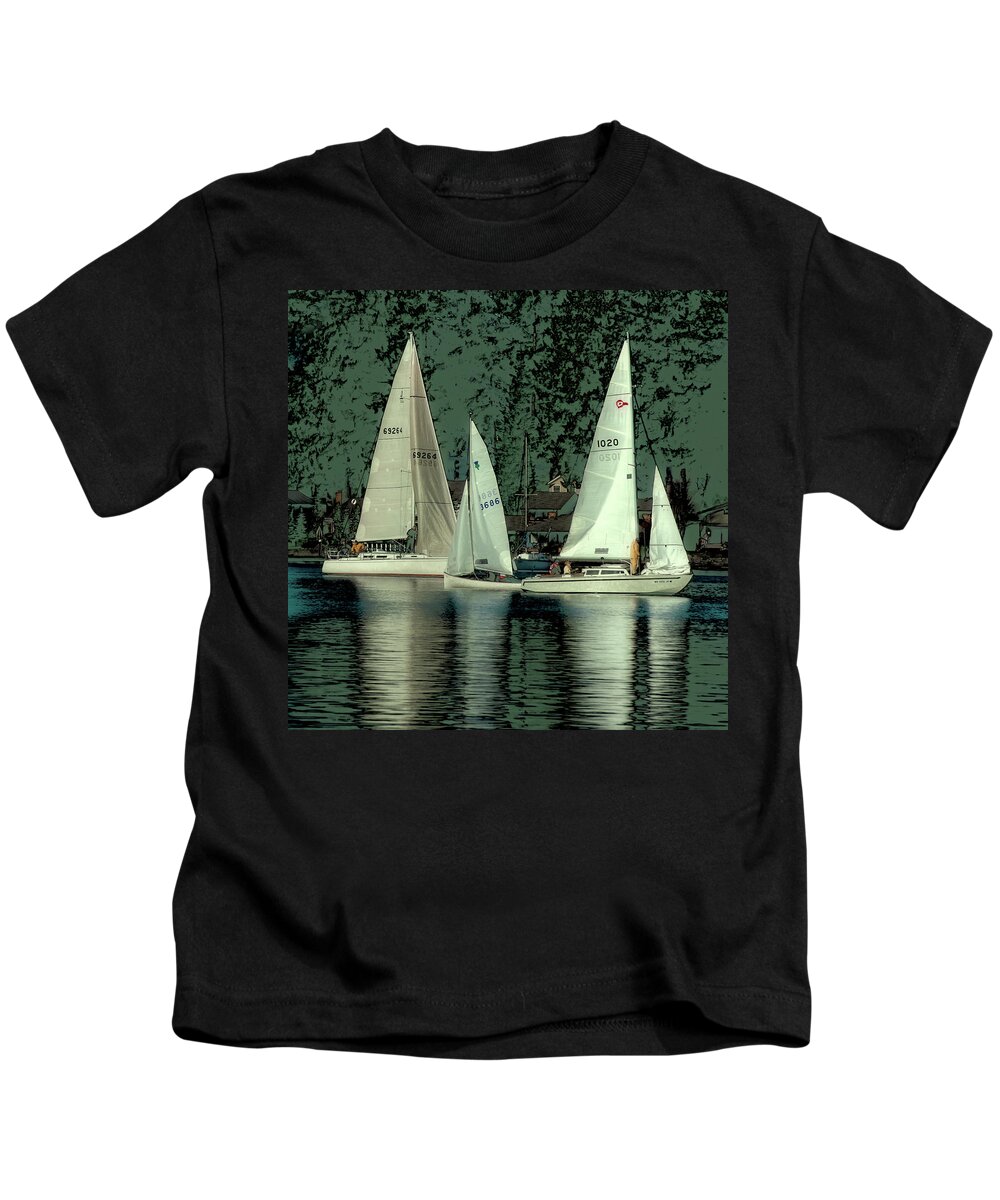 Sailing Reflections Kids T-Shirt featuring the photograph Sailing Reflections by David Patterson