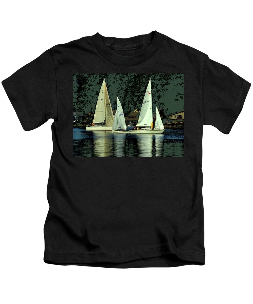 Sailing The Harbor Kids T-Shirt featuring the photograph Sailing the Harbor by David Patterson