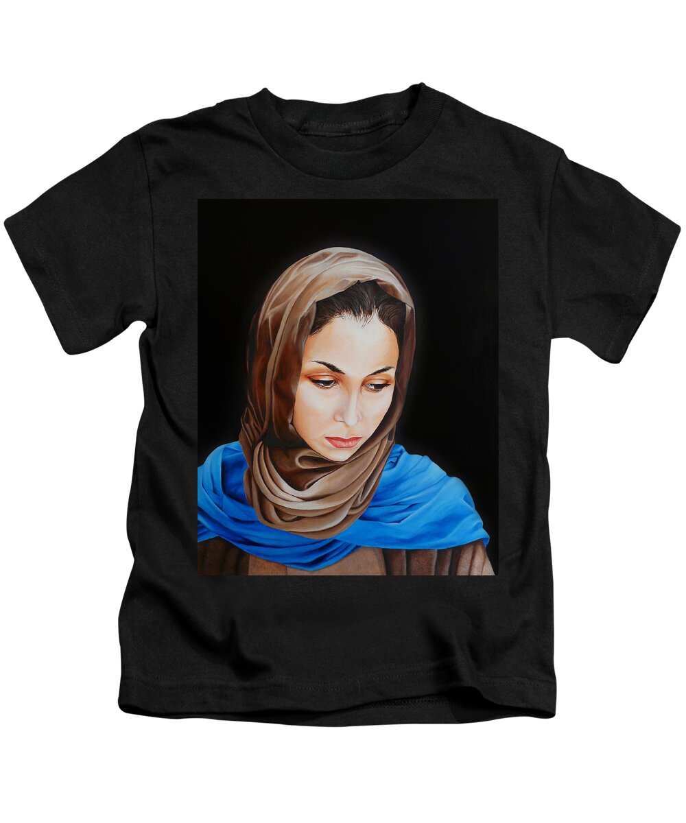 Mary Kids T-Shirt featuring the painting Sanctus Mater Dei by Vic Ritchey