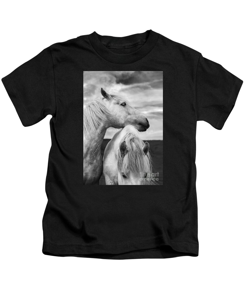 Horses Kids T-Shirt featuring the photograph Scottish Horses by Diane Diederich