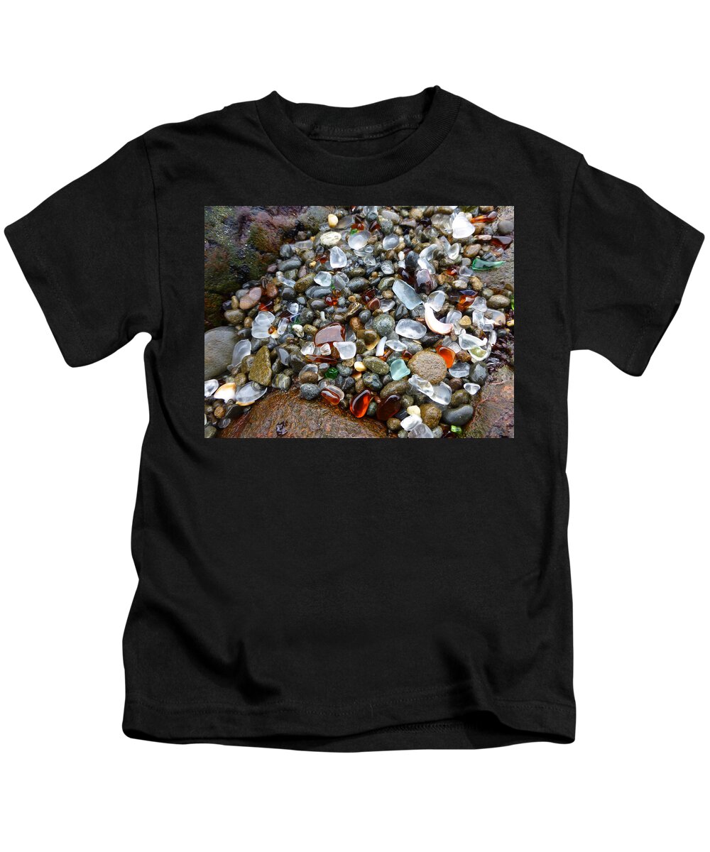 Sea Glass Kids T-Shirt featuring the photograph Sea Glass Gems by Amelia Racca