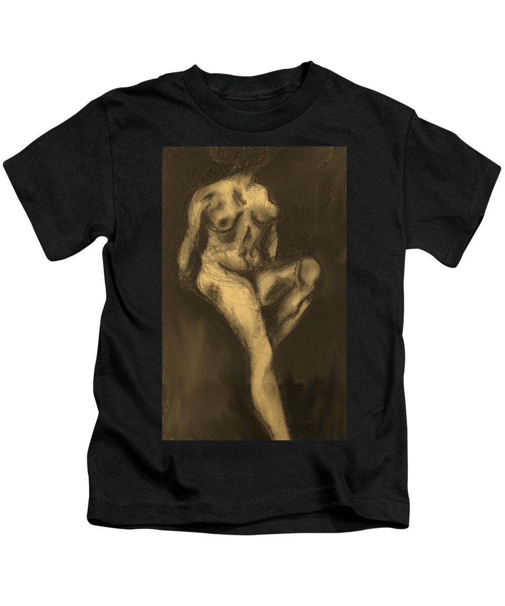 Nude Kids T-Shirt featuring the drawing Seated Pose by Ian MacDonald