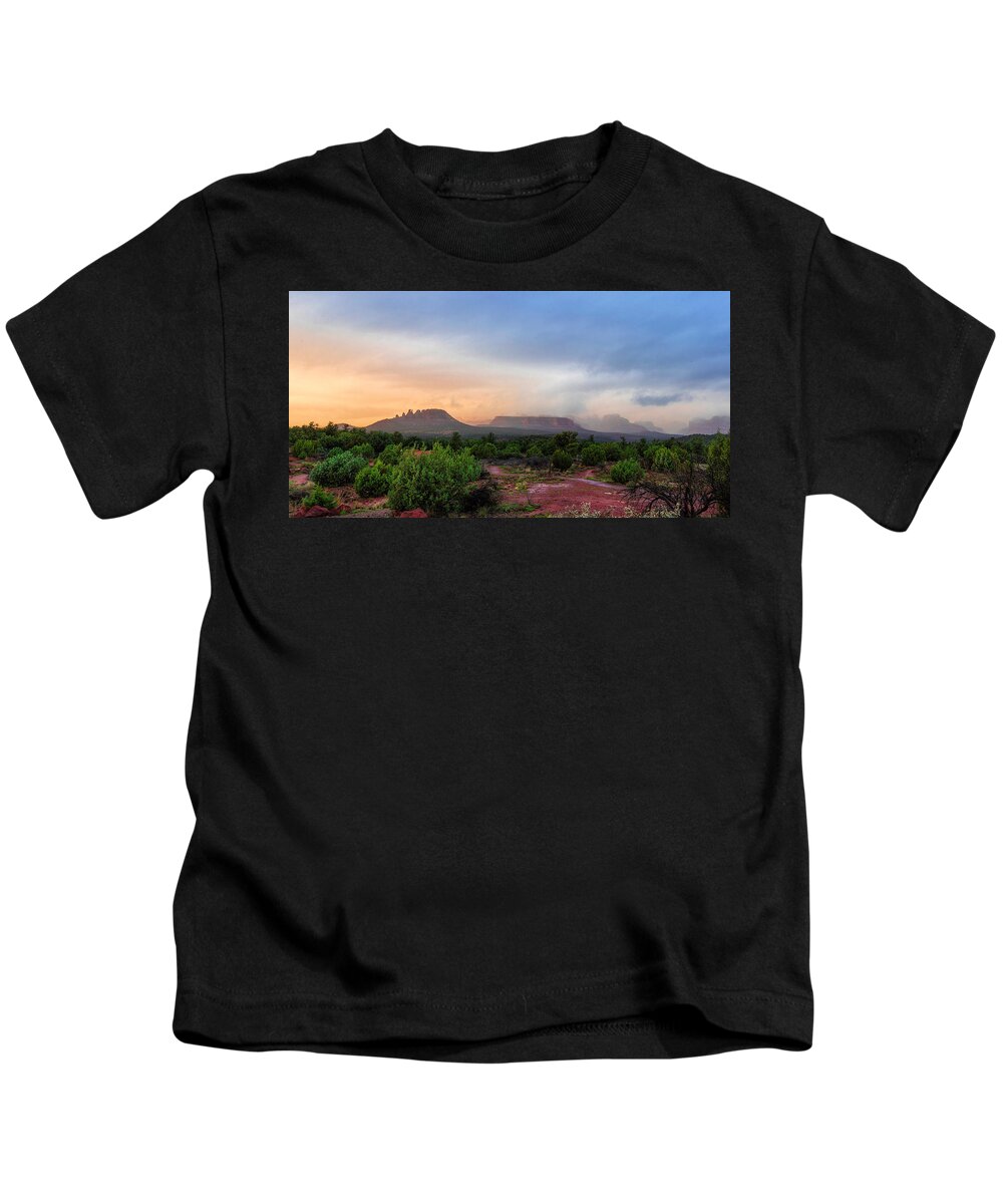 Landscape Kids T-Shirt featuring the photograph Sedona Showers by Ron McGinnis