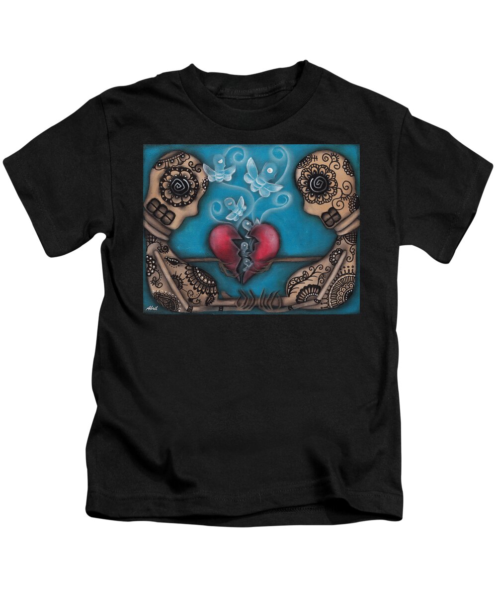 Heart Kids T-Shirt featuring the painting Set them Free by Abril Andrade