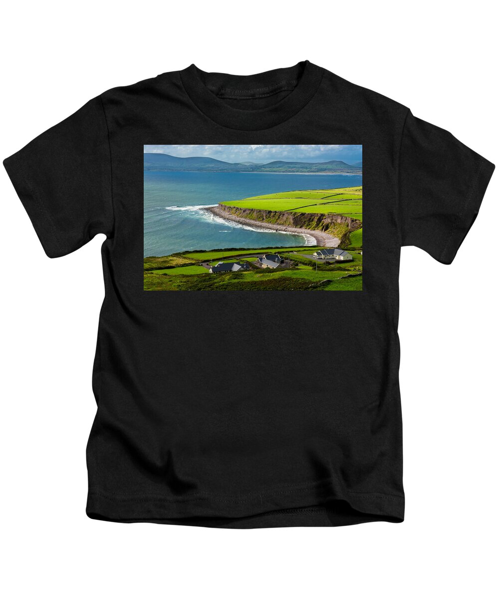 Ireland Kids T-Shirt featuring the photograph Settlement at the Coast of Ireland by Andreas Berthold