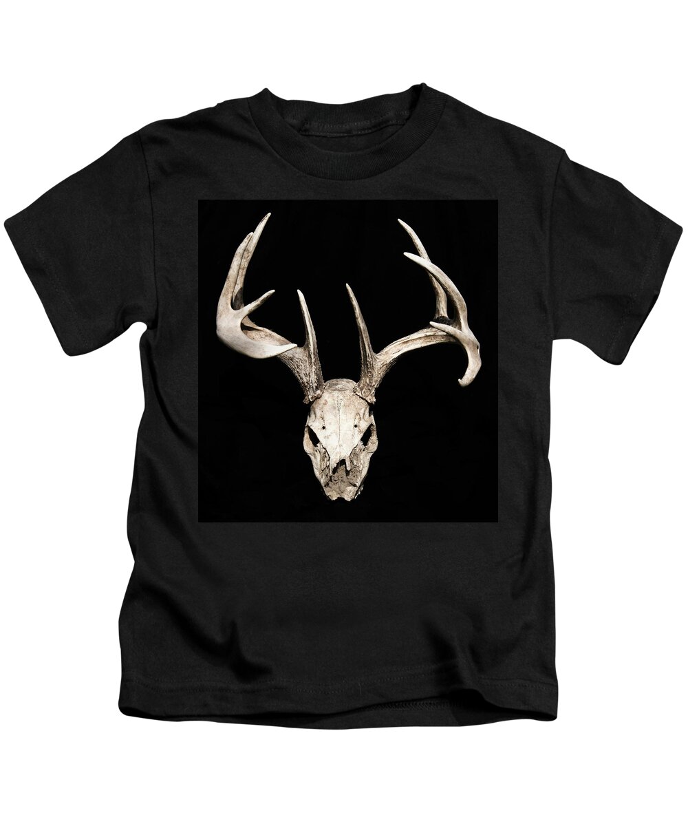 White Tail Kids T-Shirt featuring the photograph Skull and Rack by Michael Hall