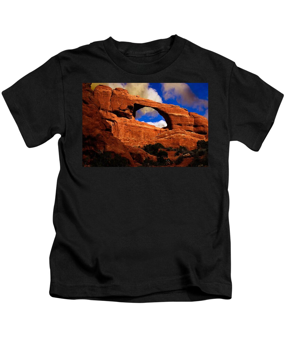 Skyline Arch Kids T-Shirt featuring the photograph Skyline Arch by Harry Spitz