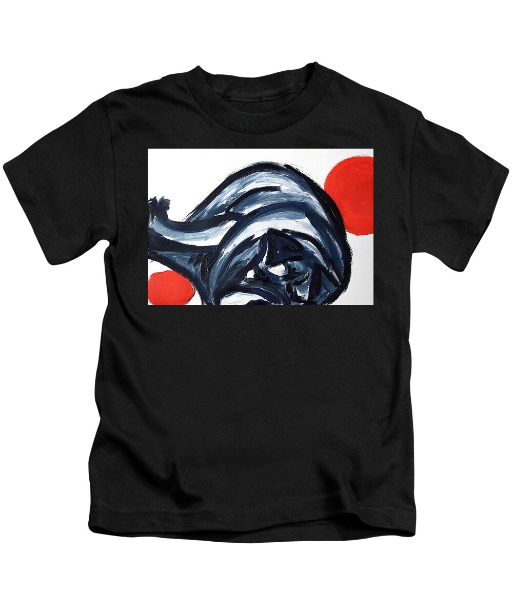 Dog Art Kids T-Shirt featuring the painting Sleeping dog by Lidija Ivanek - SiLa