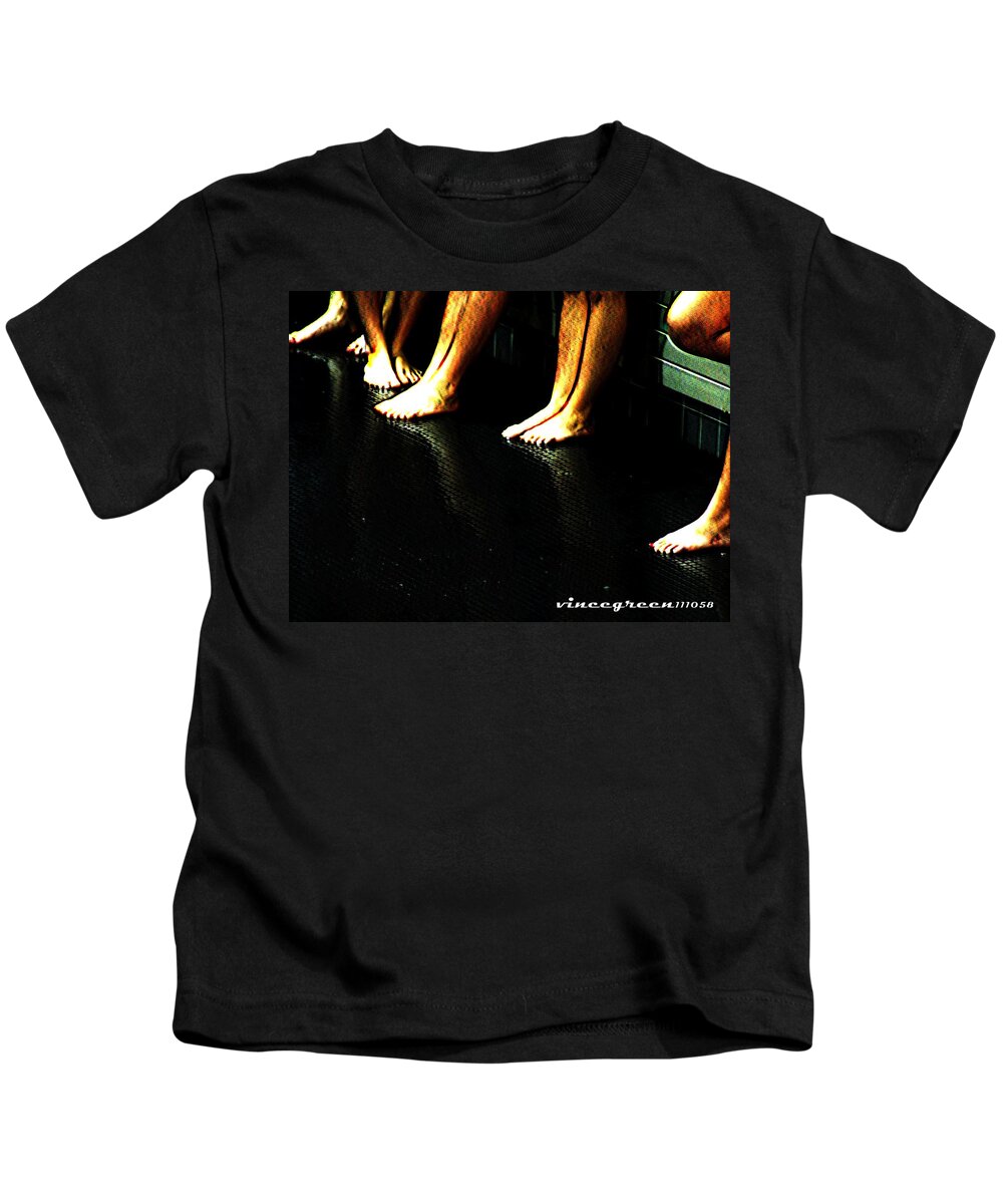 Bare Feet Kids T-Shirt featuring the digital art Slippery When Wet by Vincent Green