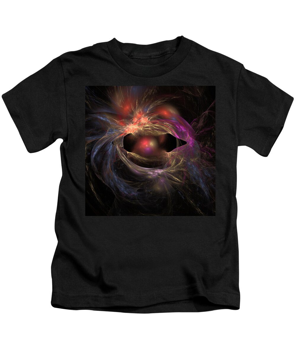 Smile Red Purple Abstract Fractal Fun Blue Modern Party Black Gold Yellow Brown Happy Lavender Cute Signed Jackie Flaten 333 All All Canvas Prints Kids T-Shirt featuring the painting Smile by Jackie Flaten