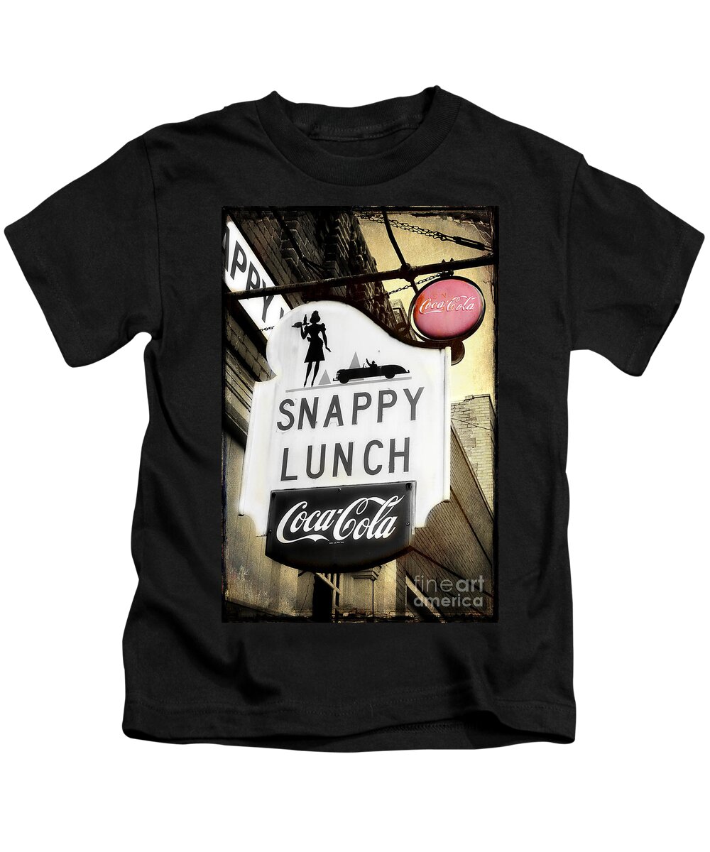 Snappy Lunch Sign Kids T-Shirt featuring the photograph Snappy Lunch by Michael Eingle