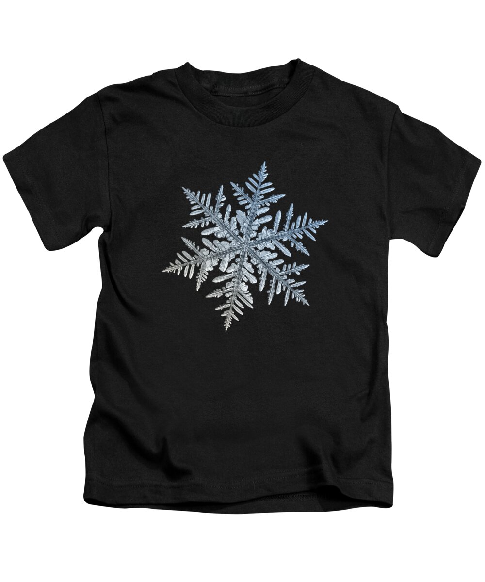 Snowflake Kids T-Shirt featuring the photograph Snowflake photo - Silverware by Alexey Kljatov