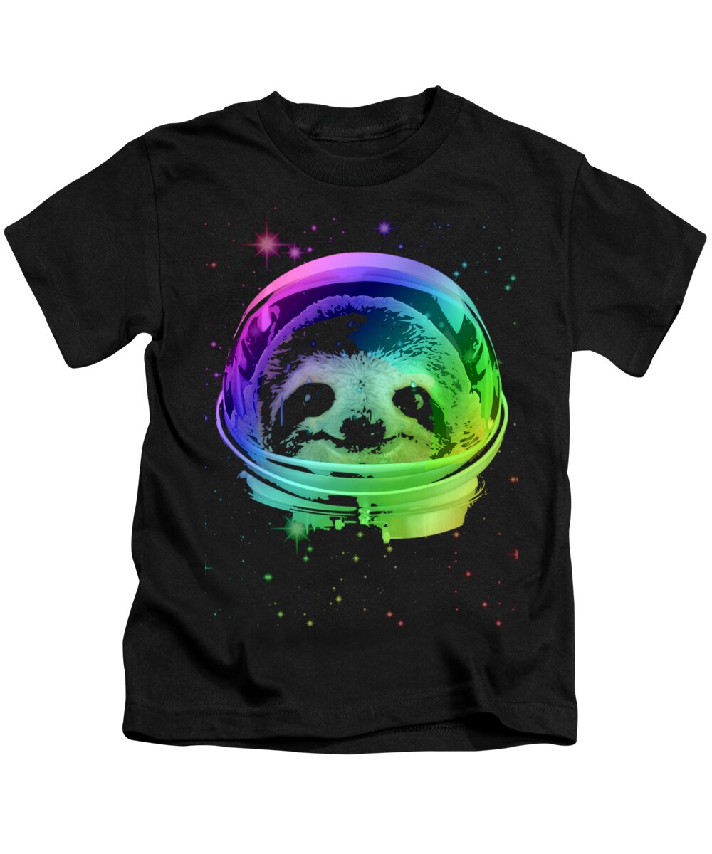 Sloth Kids T-Shirt featuring the mixed media Space Sloth by Megan Miller