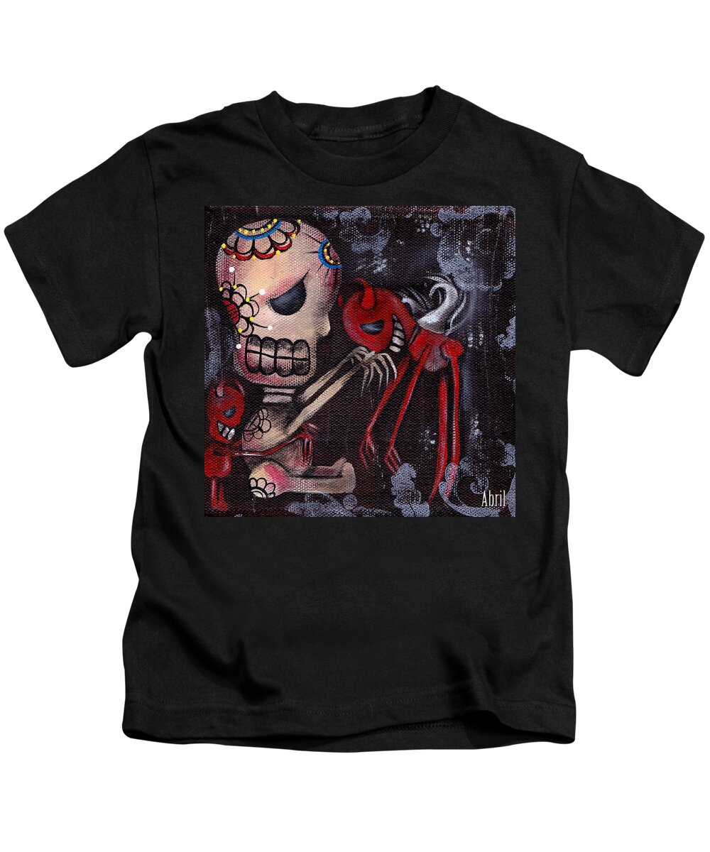 Day Of The Dead Kids T-Shirt featuring the painting Special Friends by Abril Andrade