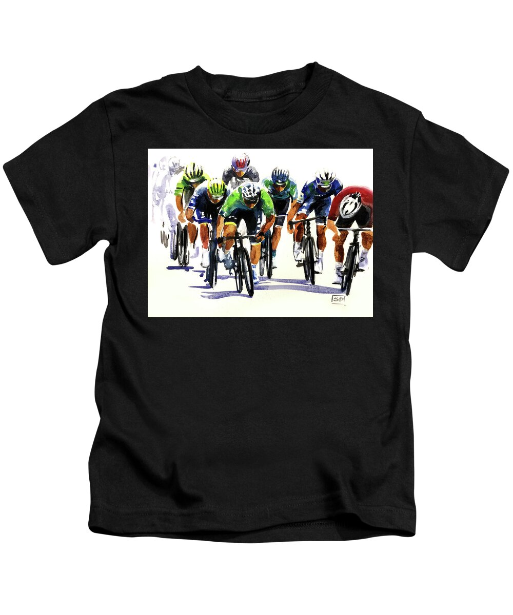 Tdf Keywords Kids T-Shirt featuring the painting Speed Sagan by Shirley Peters