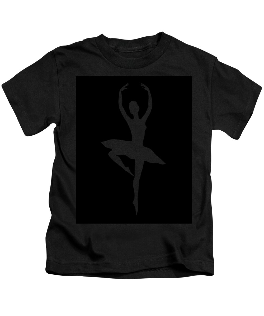 Ballerina Kids T-Shirt featuring the painting Spin Of Ballerina Silhouette by Irina Sztukowski