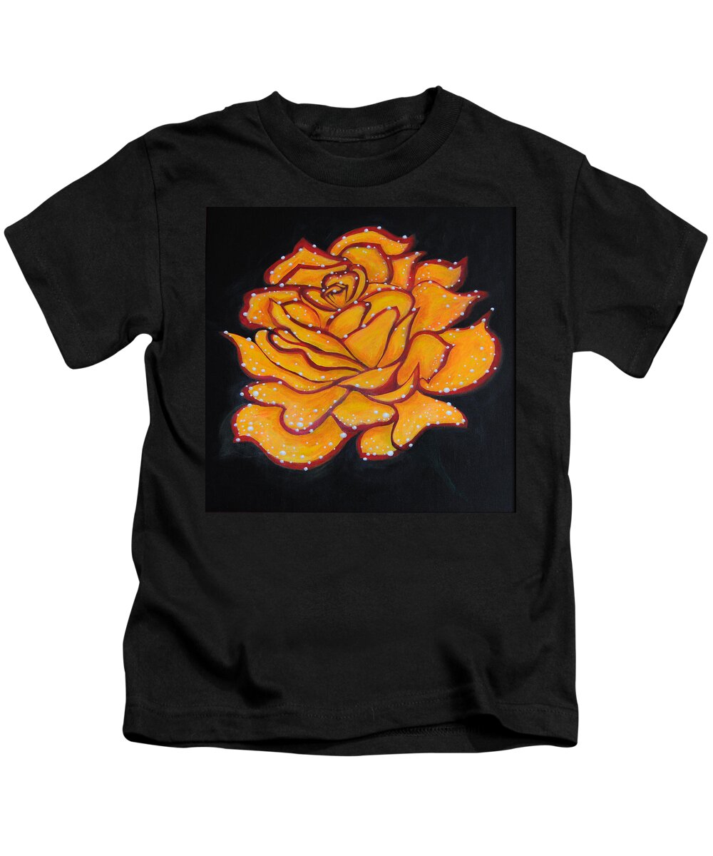 Rose Kids T-Shirt featuring the painting Splendid Armour by Vallee Johnson