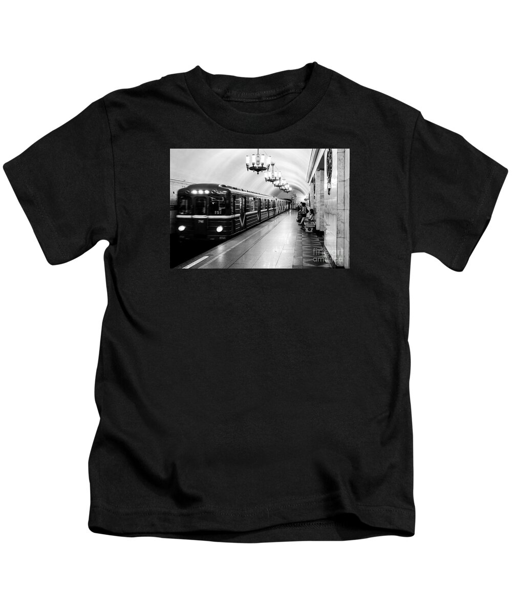 Russia Kids T-Shirt featuring the photograph St Petersburg Russia Subway Station by Thomas Marchessault