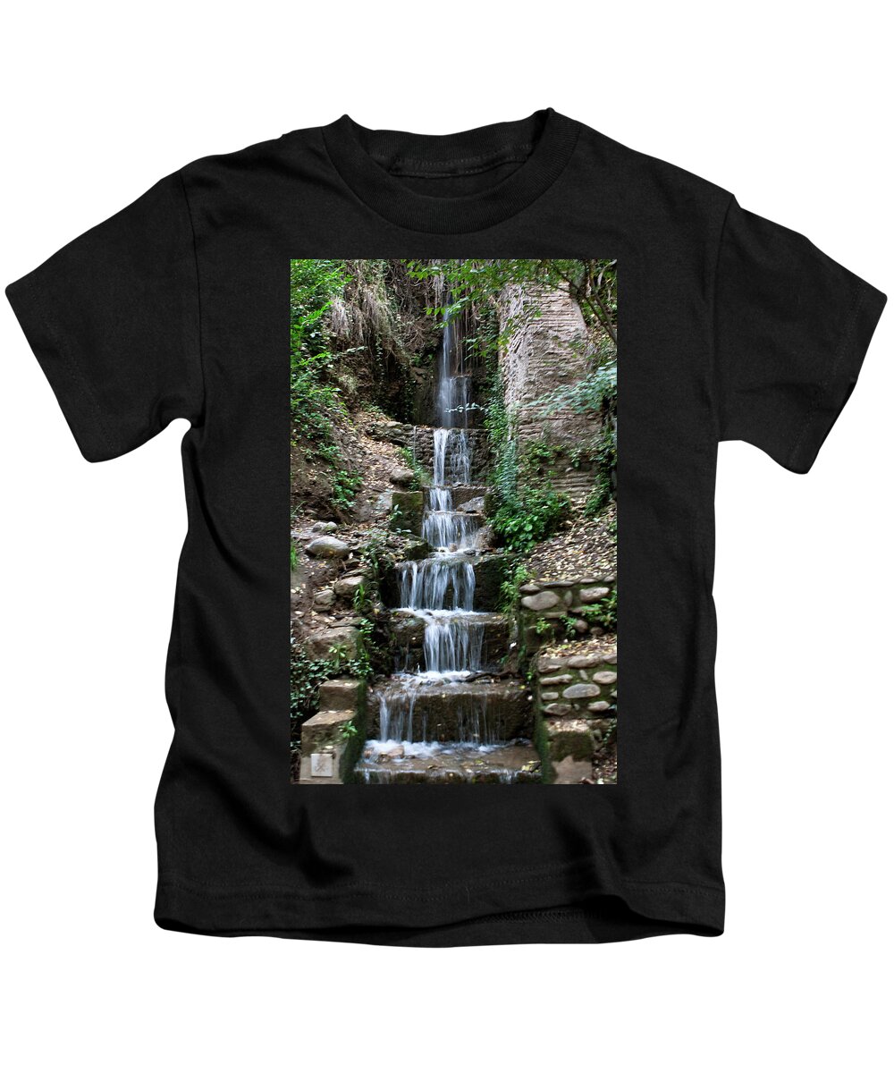 Granada Kids T-Shirt featuring the photograph Stairway Waterfall by Lorraine Devon Wilke
