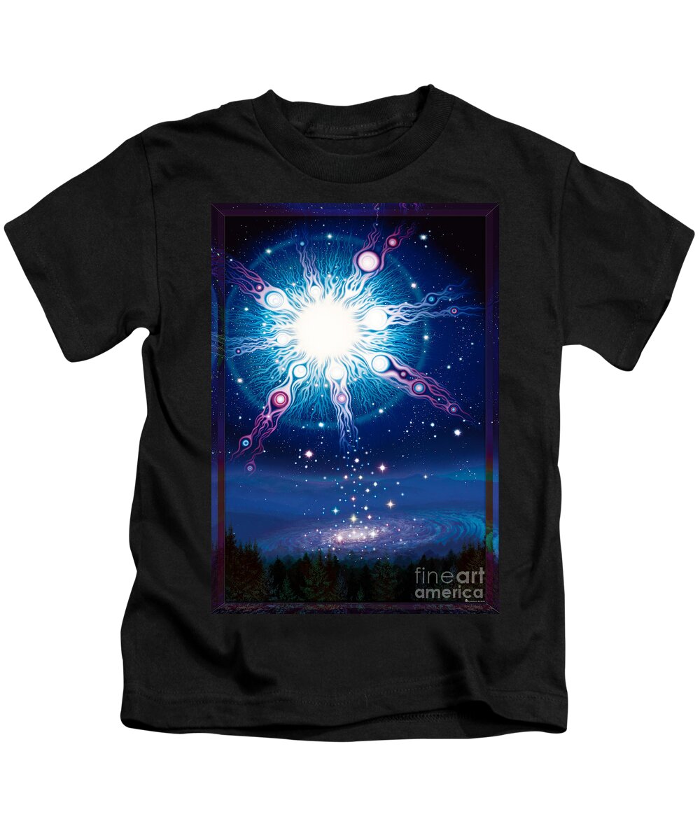 Surrealism Kids T-Shirt featuring the digital art Star Matrix by Leonard Rubins