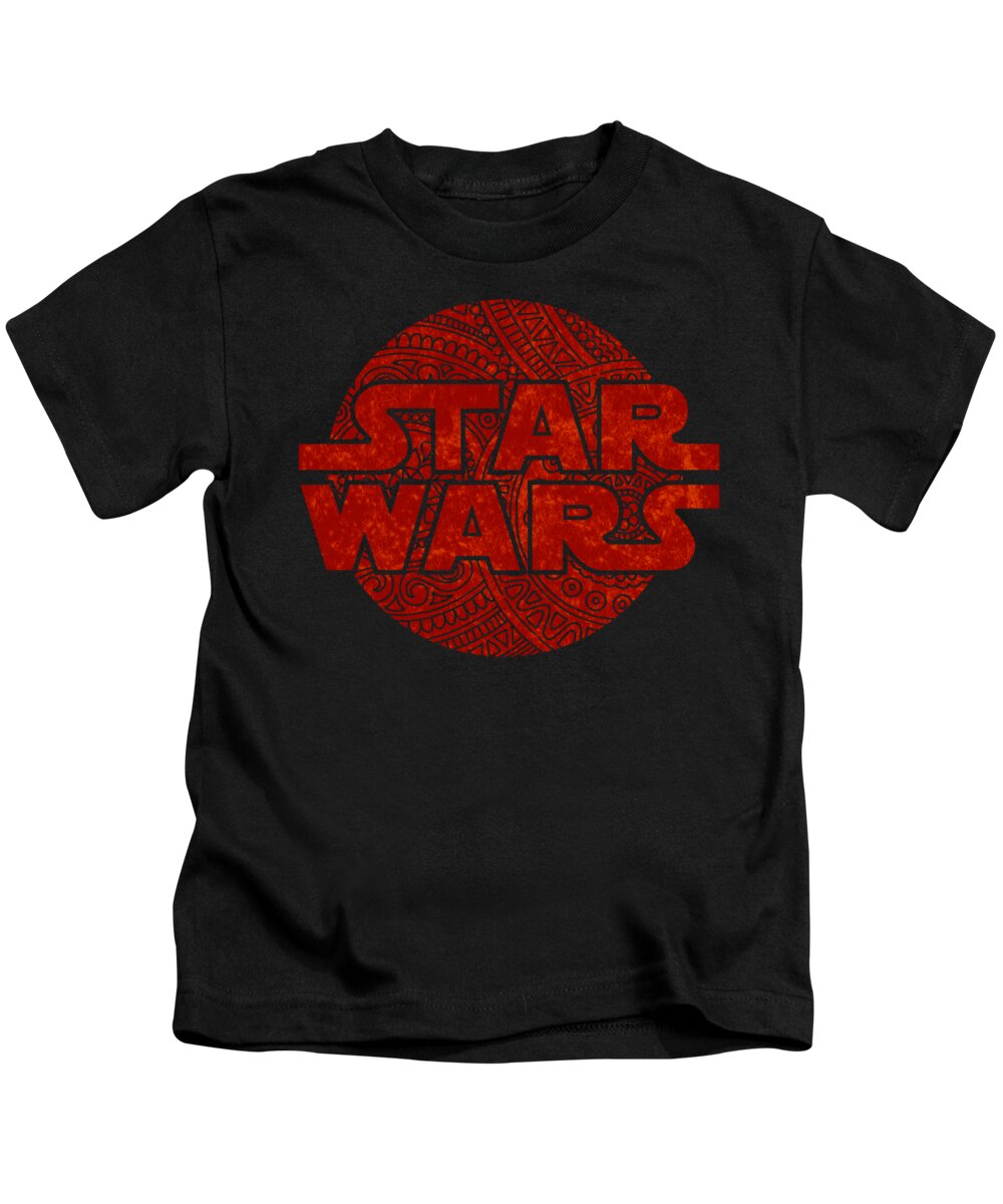 Star Wars Kids T-Shirt featuring the mixed media Star Wars Art - Logo - Red by Studio Grafiikka