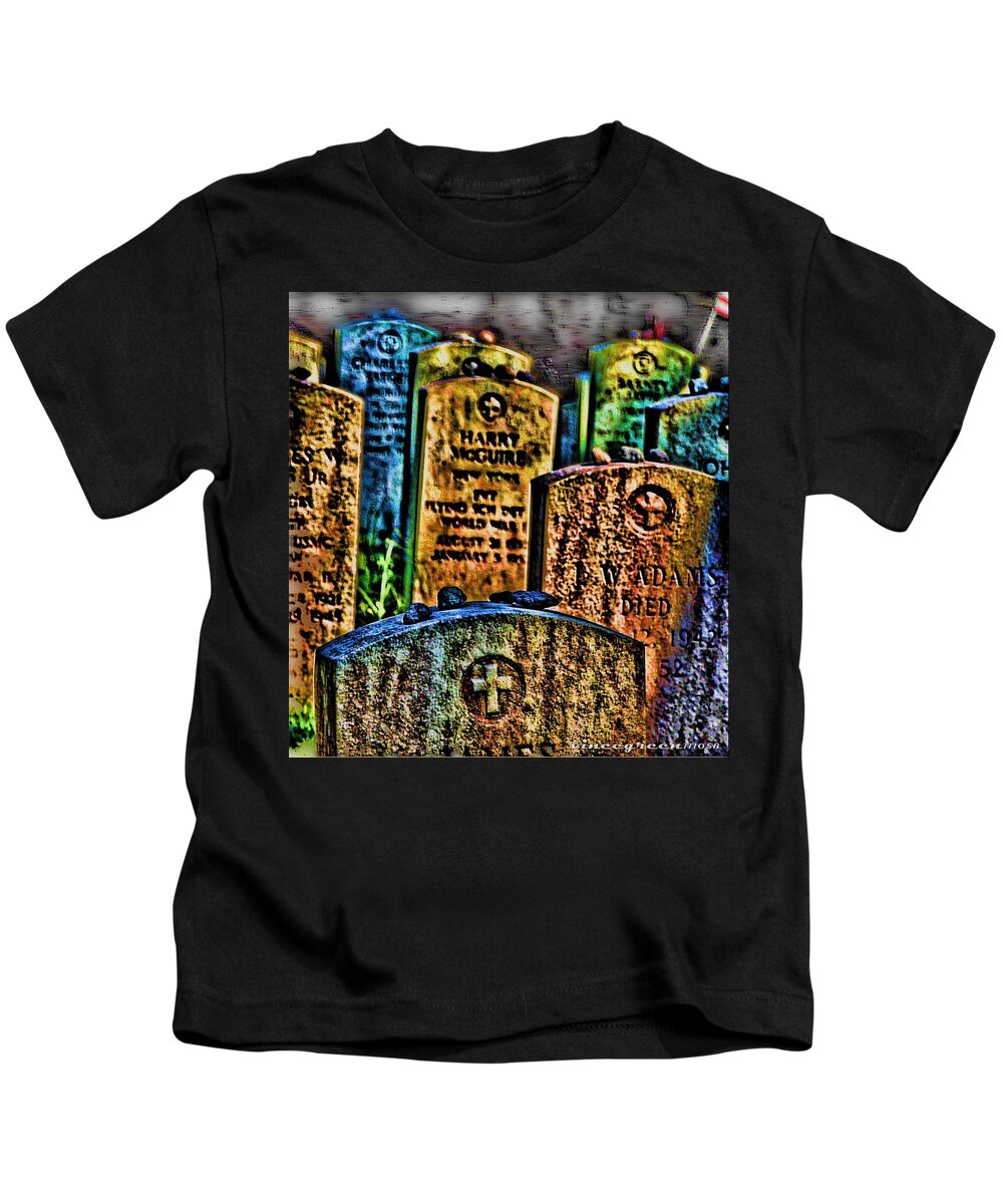 Gravestone Kids T-Shirt featuring the digital art Stones by Vincent Green
