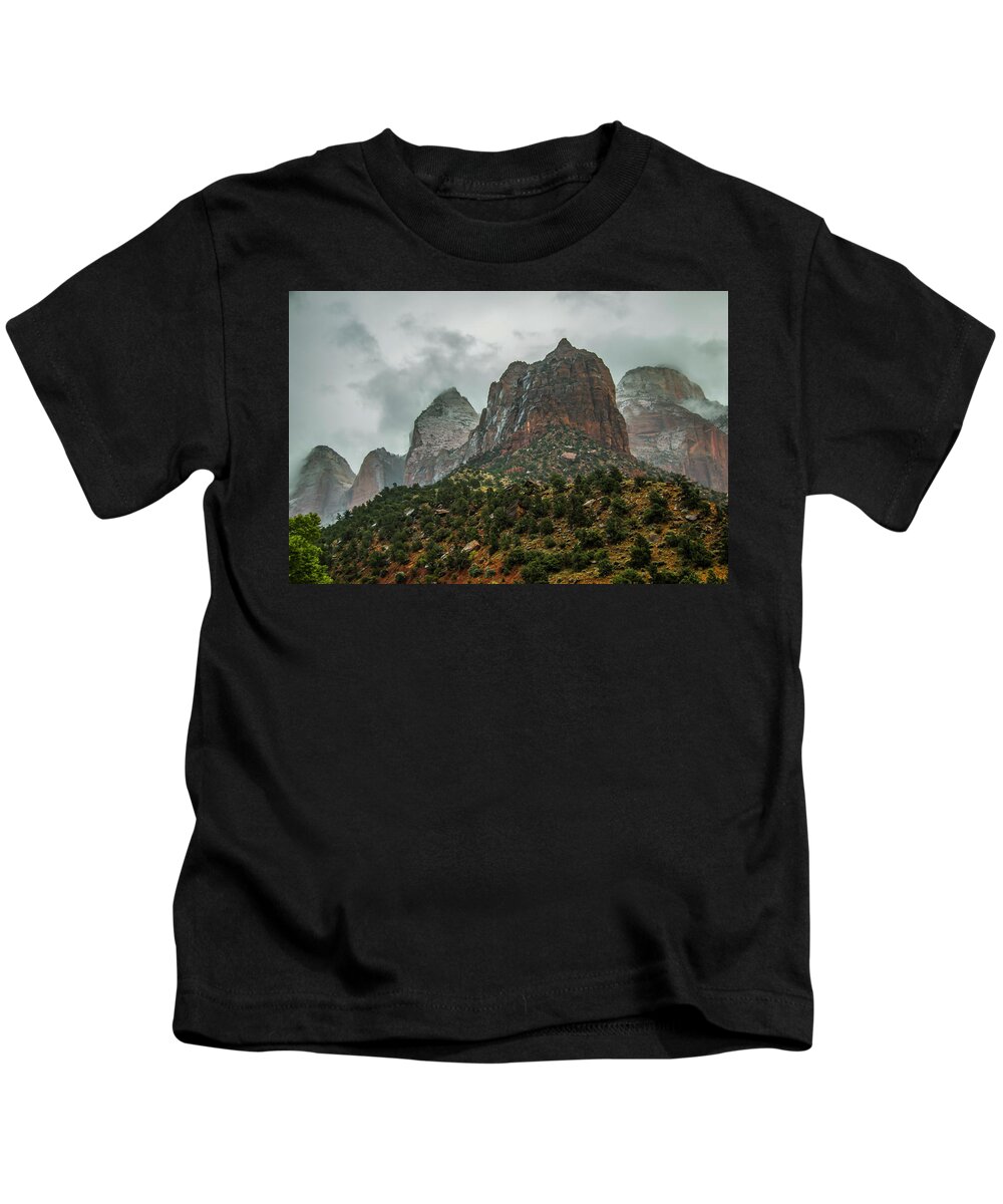 Zion Kids T-Shirt featuring the photograph Storm Over Zion by Doug Scrima