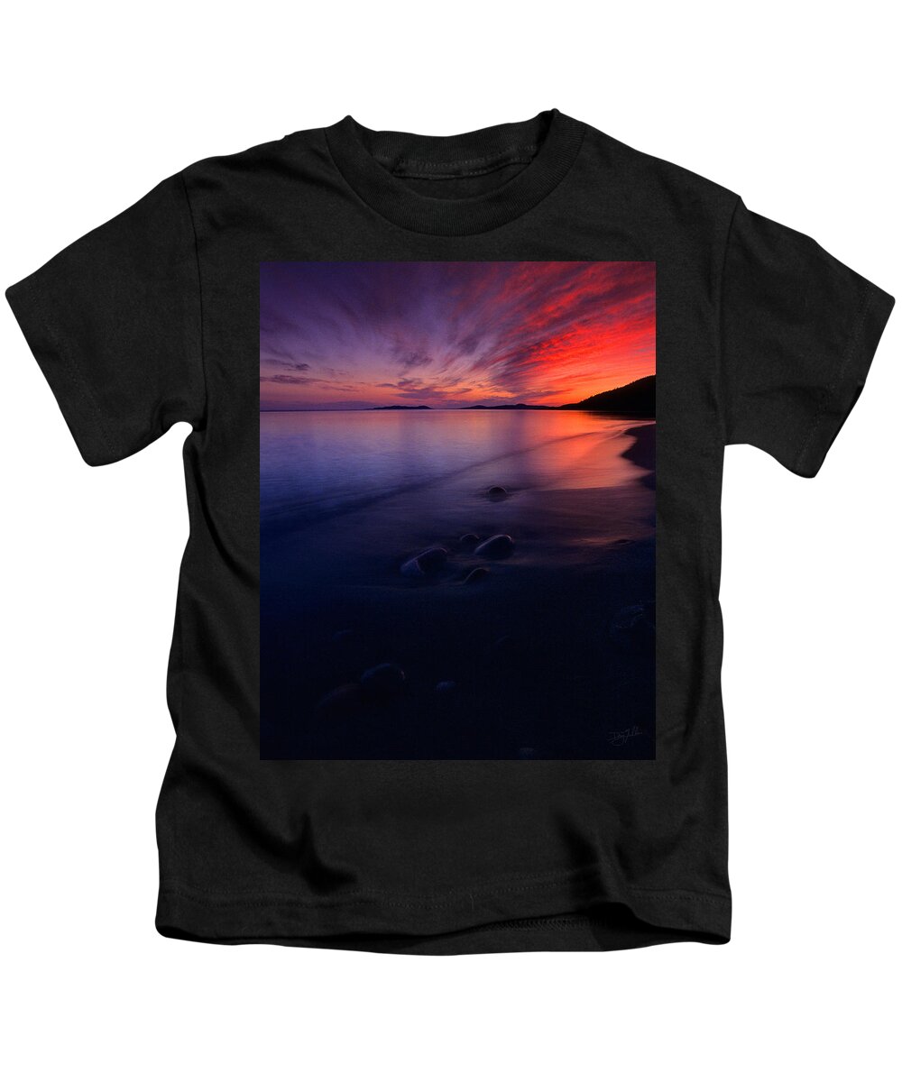 Lake Superior Kids T-Shirt featuring the photograph Summer Sunset    by Doug Gibbons
