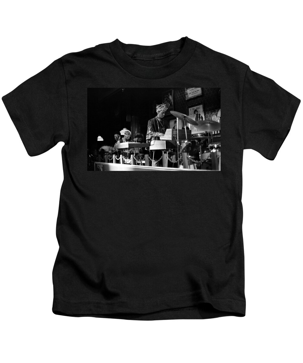 Jazz Kids T-Shirt featuring the photograph Sun Ra Arkestra at the Red Garter 1970 NYC 37 by Lee Santa