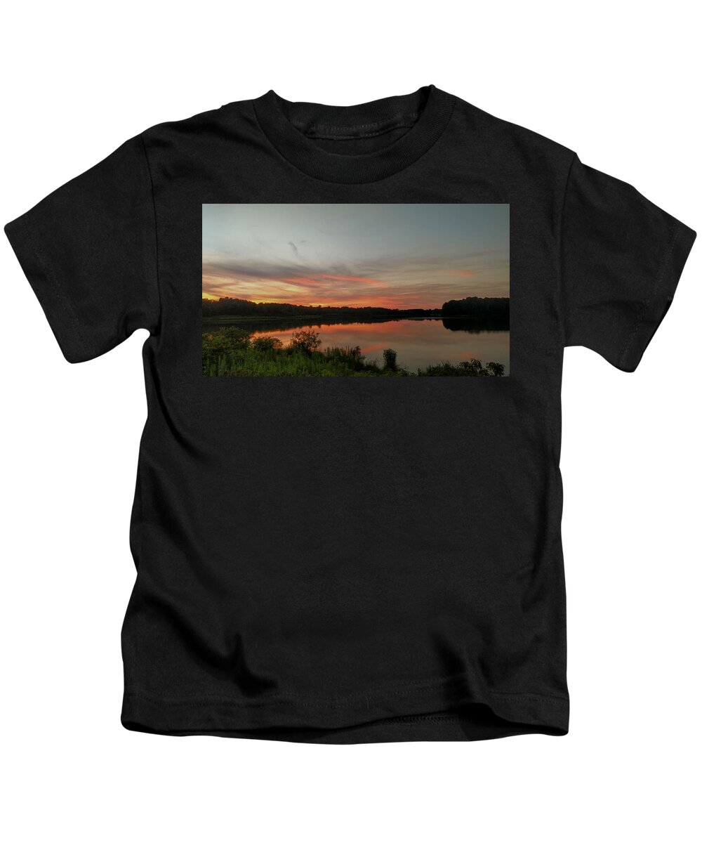  Kids T-Shirt featuring the photograph Sunny Lake Sunset by Brad Nellis