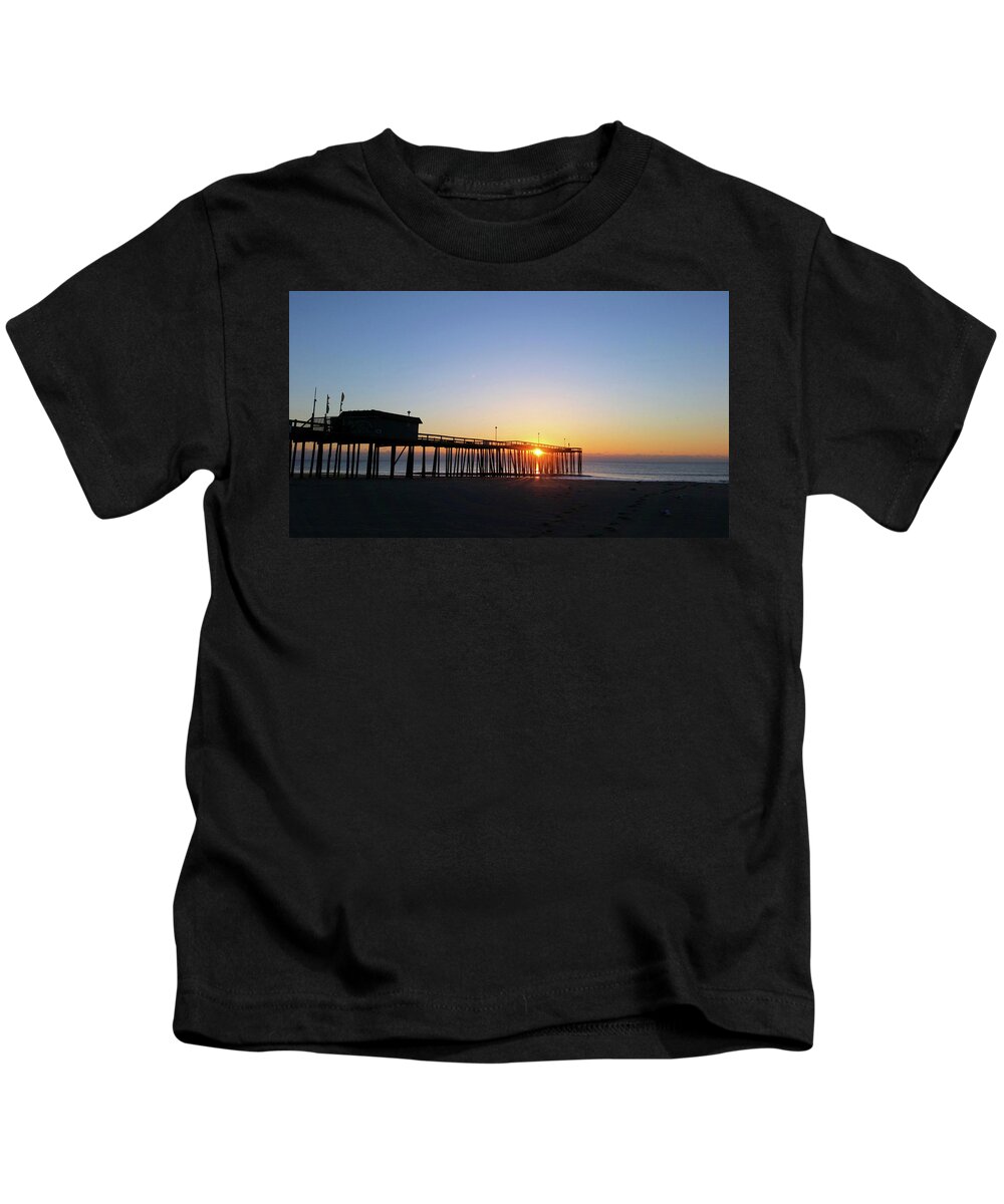 Sun Kids T-Shirt featuring the photograph Sunrise And The Pier by Robert Banach