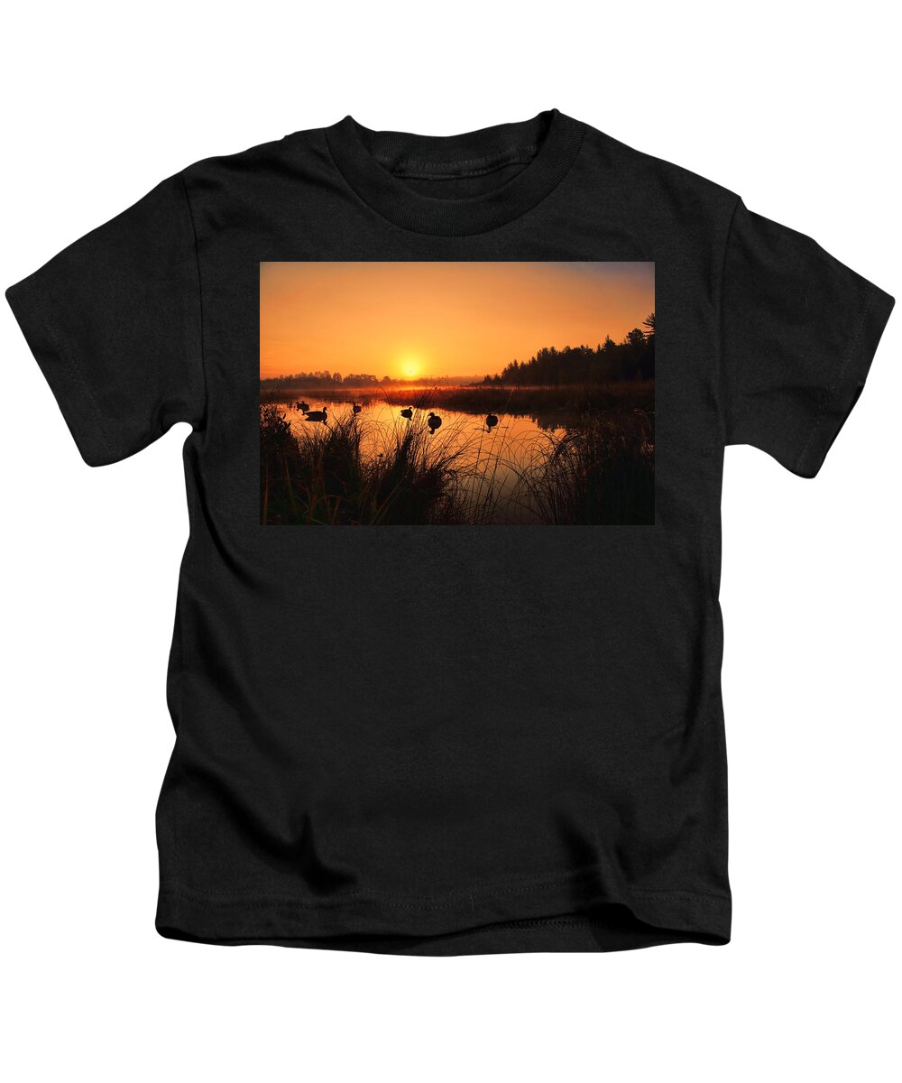 Hunt Kids T-Shirt featuring the photograph Sunrise Waterfowl Hunt by Dale Kauzlaric